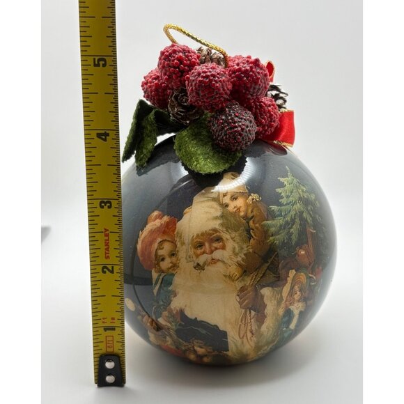 Vintage Patricia Reach Santa Claus Christmas Bulb Ornament Decoupage Victorian - Picture 2 of 6